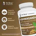 Imported USA premium adaptogen capsules by Dr Berg for cortisol management showing bottle size