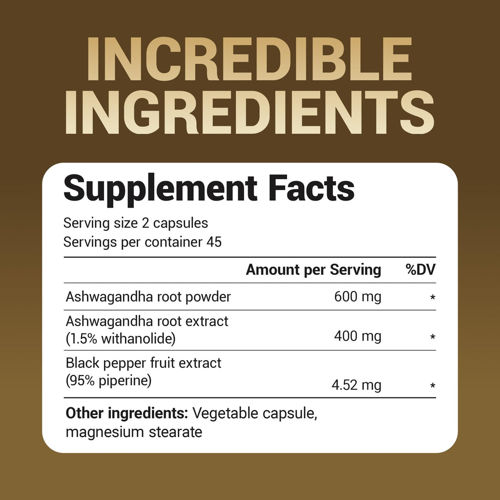 Dr Berg Ashwagandha root extract vegan capsules with BioPerine for enhanced absorption