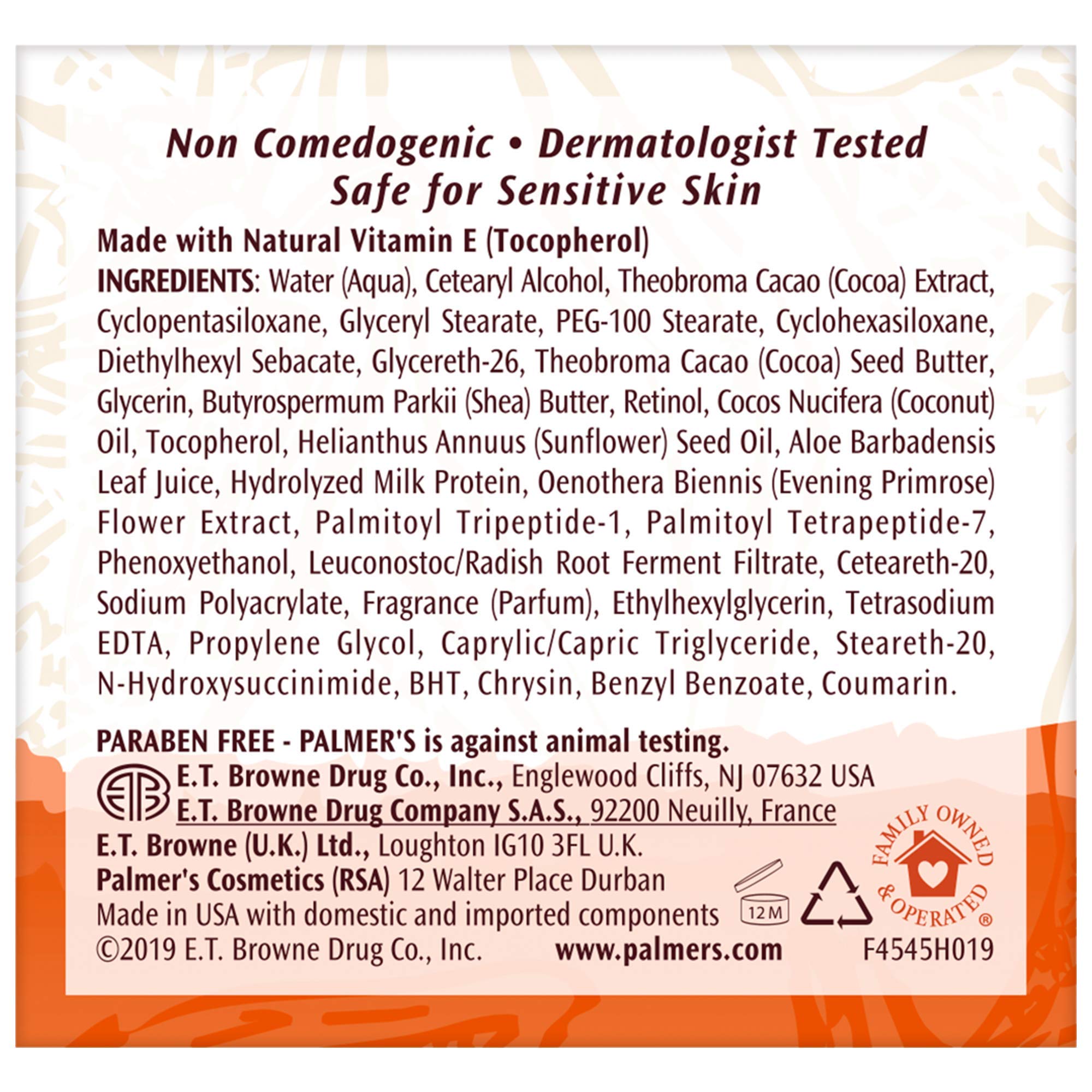 Palmer's anti aging facial night cream with retinol ingredient display