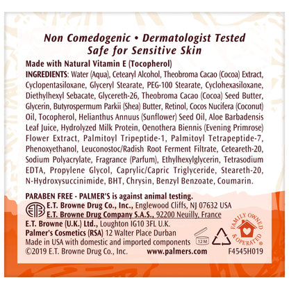 Palmer's anti aging facial night cream with retinol ingredient display