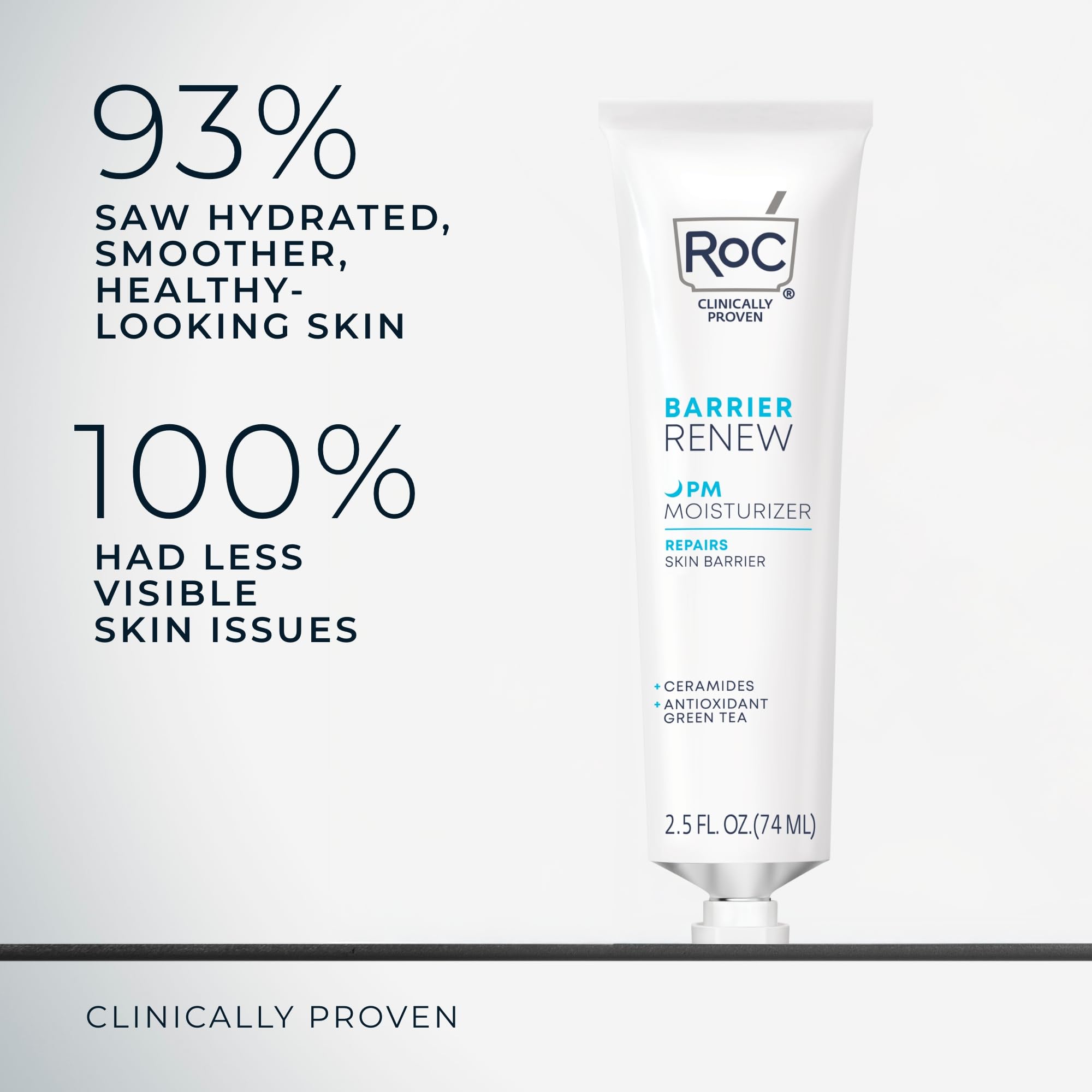 Dermatologist developed RoC barrier repair evening face cream packaging