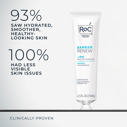 Dermatologist developed RoC barrier repair evening face cream packaging