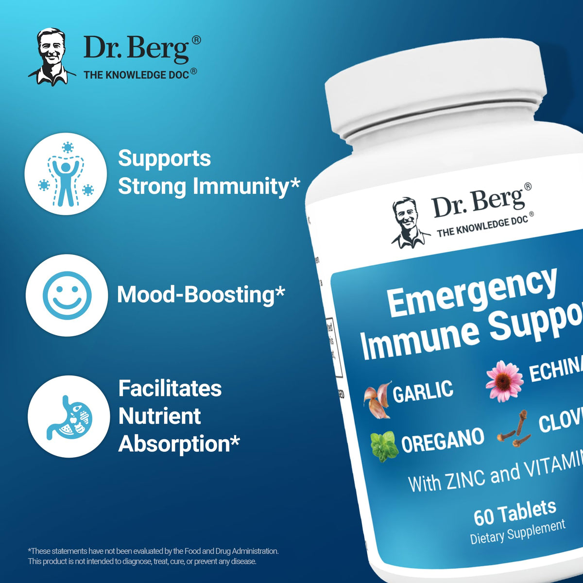 Dr. Berg Emergency Immune Support ingredients list on bottle