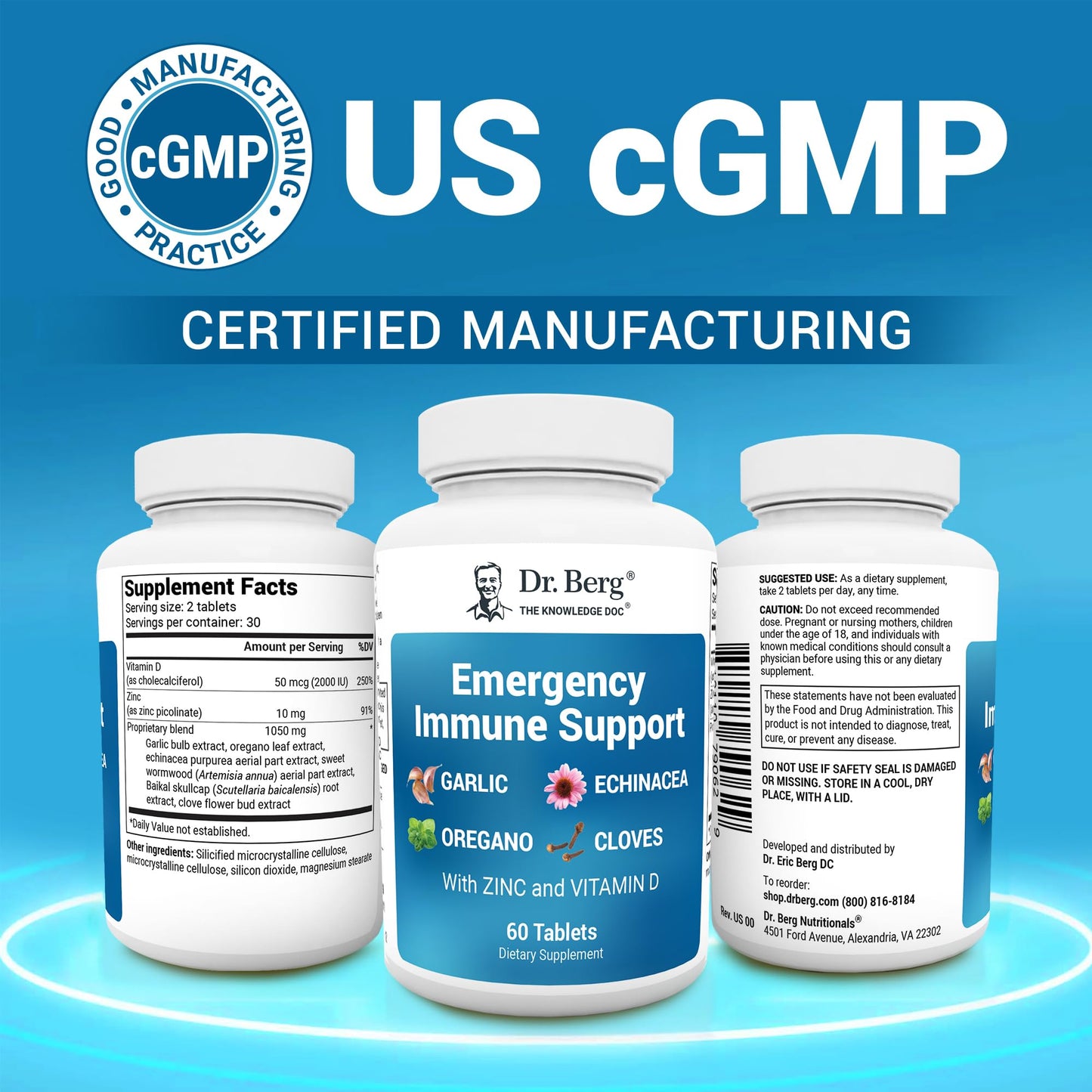 Close up of Dr. Berg Emergency Immune Support packaging