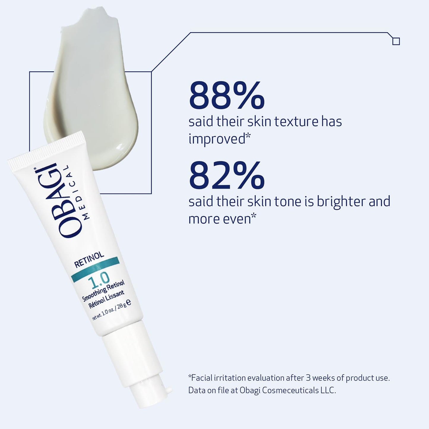 Close up view of the Obagi360 Retinol 1.0 pump dispenser highlighting the medical grade skincare design.