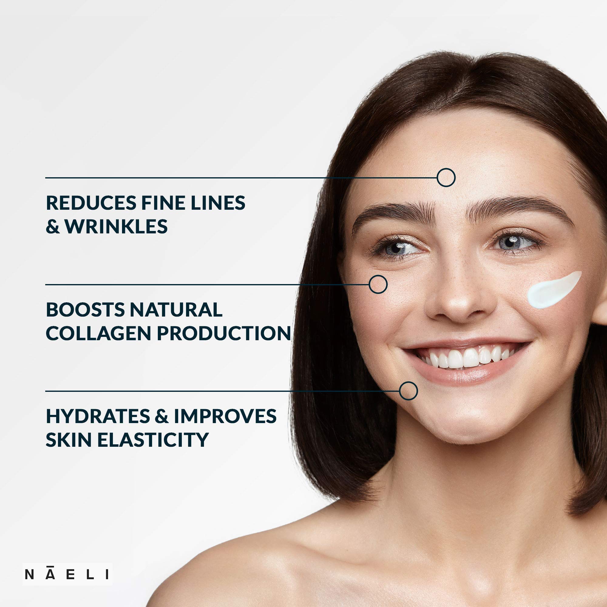 NAELI anti aging wrinkle cream packaging showing collagen and peptides ingredients