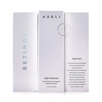 NAELI retinol hydrating complex skin elasticity treatment box graphics