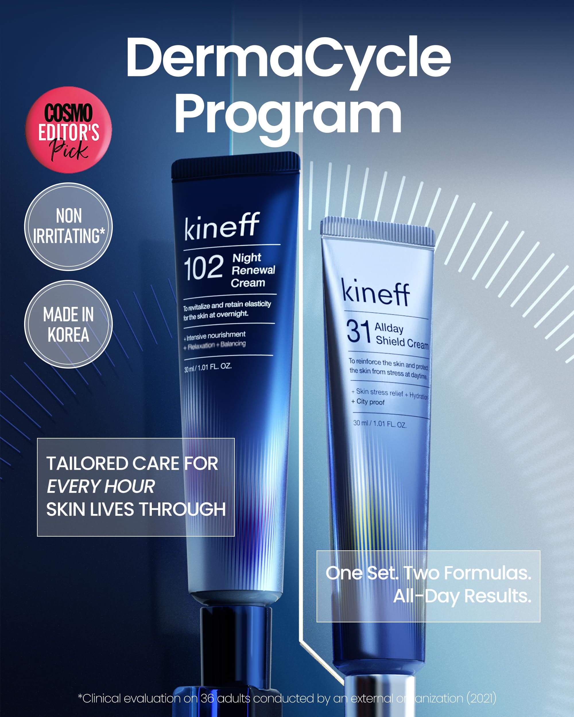 Kineff 31 All-Day Shield Cream tube highlighting protective Korean skincare ingredients.
