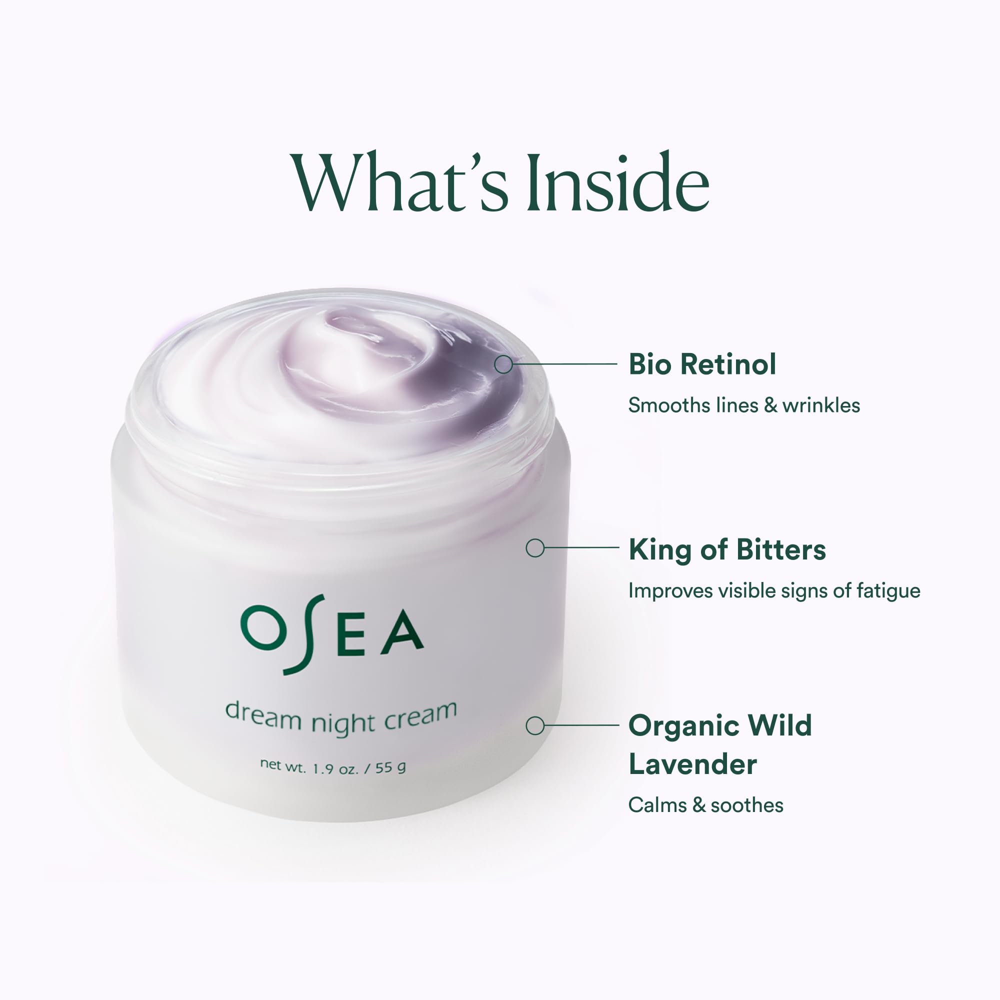 OSEA clean beauty night cream packaging showing algae derived bio retinol ingredients