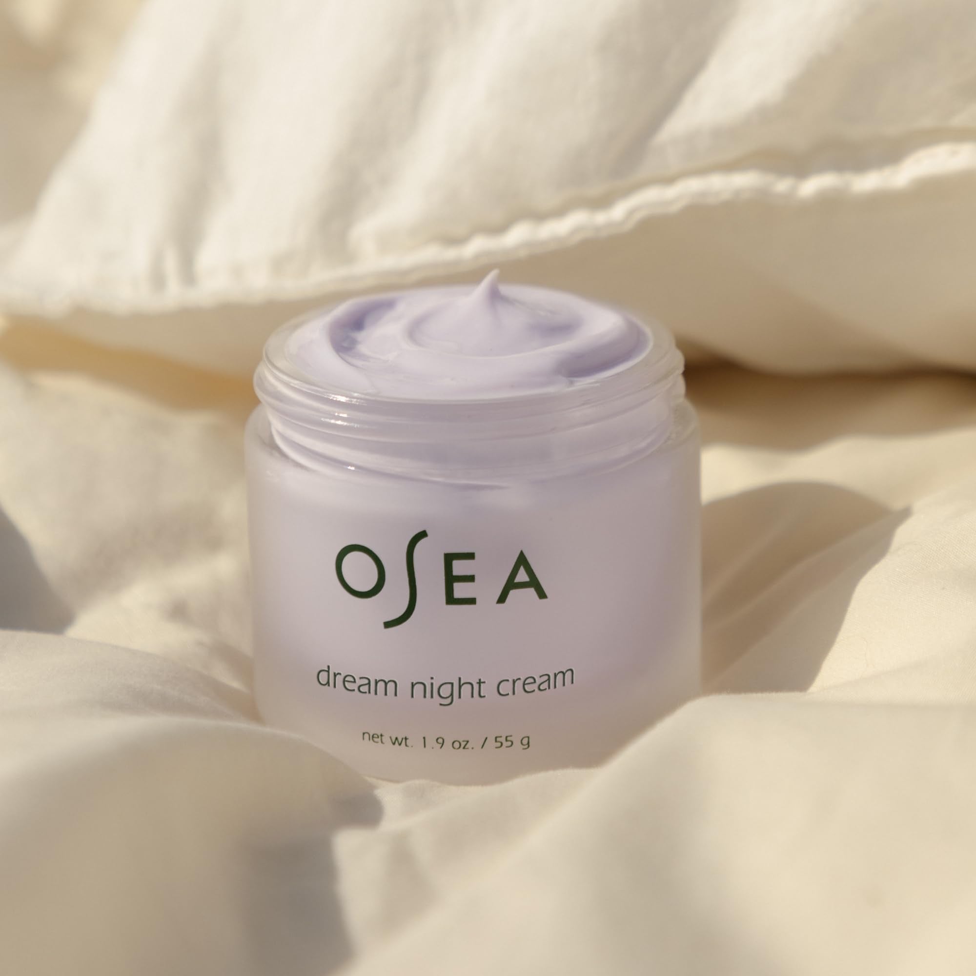 Overnight moisturizing cream jar by OSEA Malibu for fine lines and wrinkle reduction