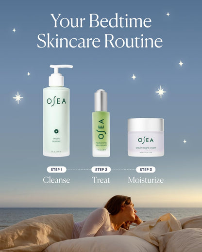Vegan collagen infused OSEA luxury night treatment jar for skin firming and plumping