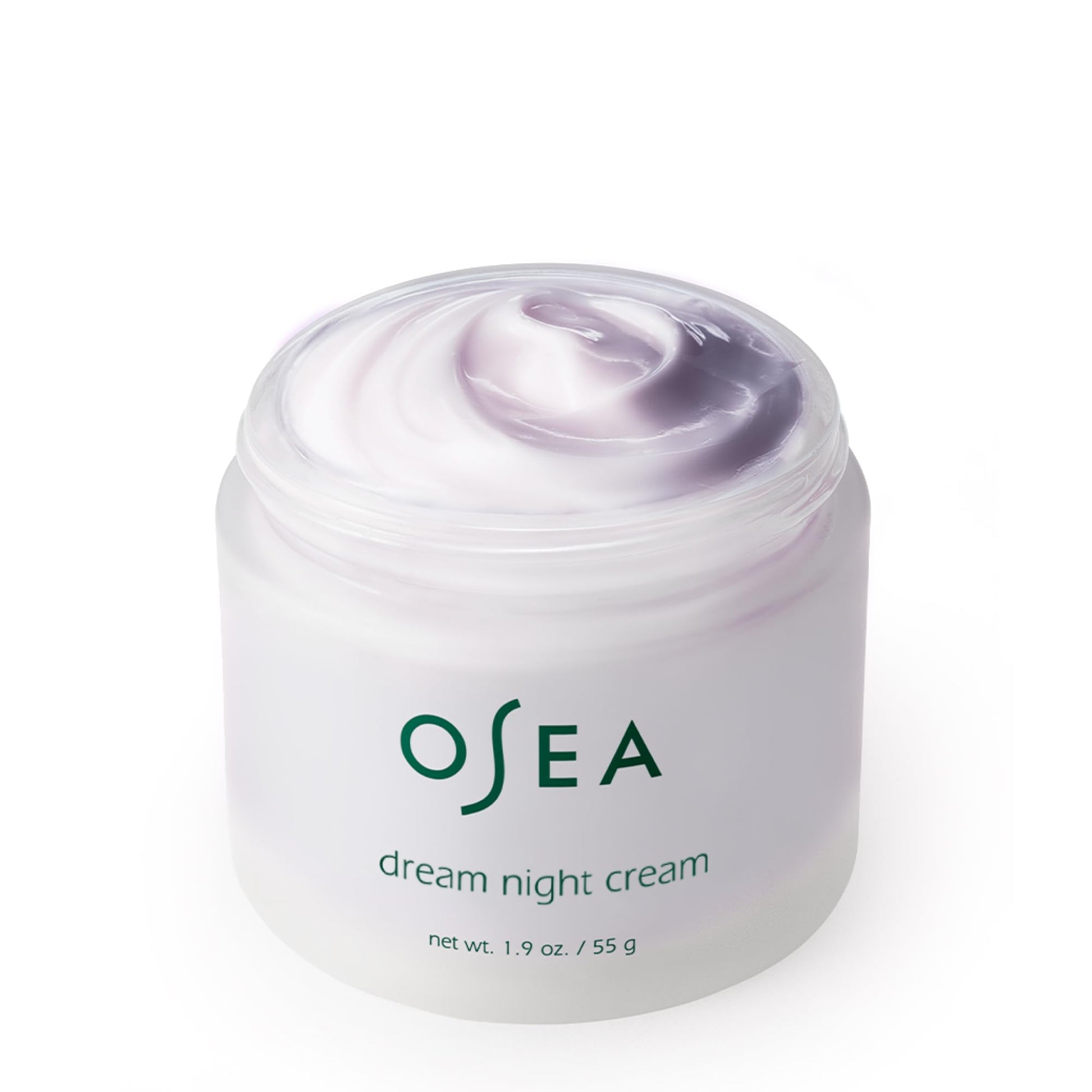 Close up of OSEA Malibu Dream Night Cream outer box displaying directions and product info