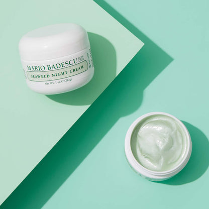 Mario Badescu hydrating night moisturizer product labels and ingredients list.