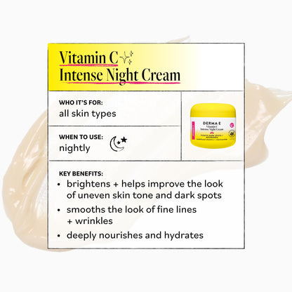 Derma E USA imported skincare night cream packaging displaying directions for hyperpigmentation treatment.