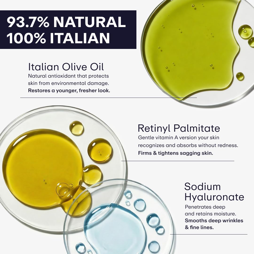 Close up view of the back label on SERLINOLAB face cream illustrating directions for evening application and sun alerts