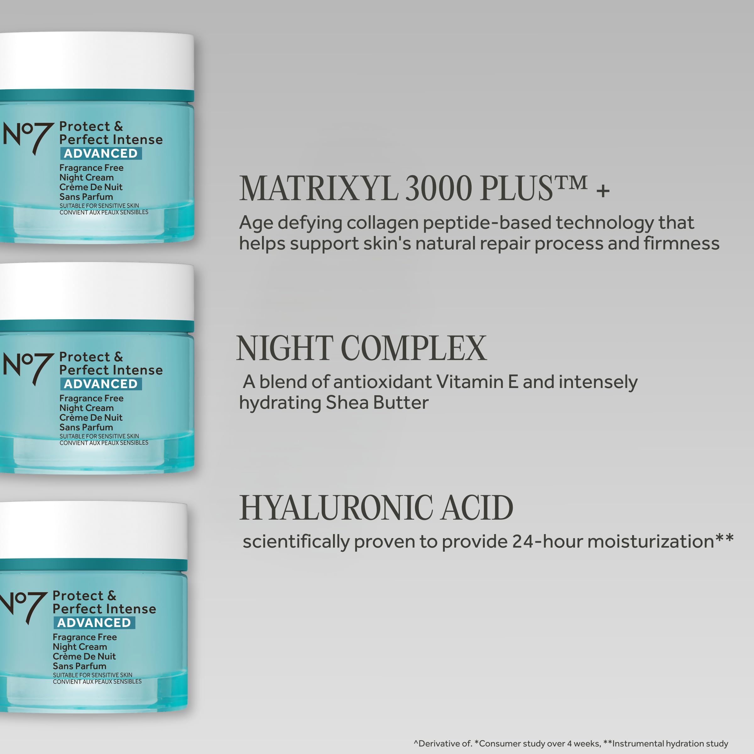 No7 collagen peptide technology night cream open jar displaying smooth creamy texture