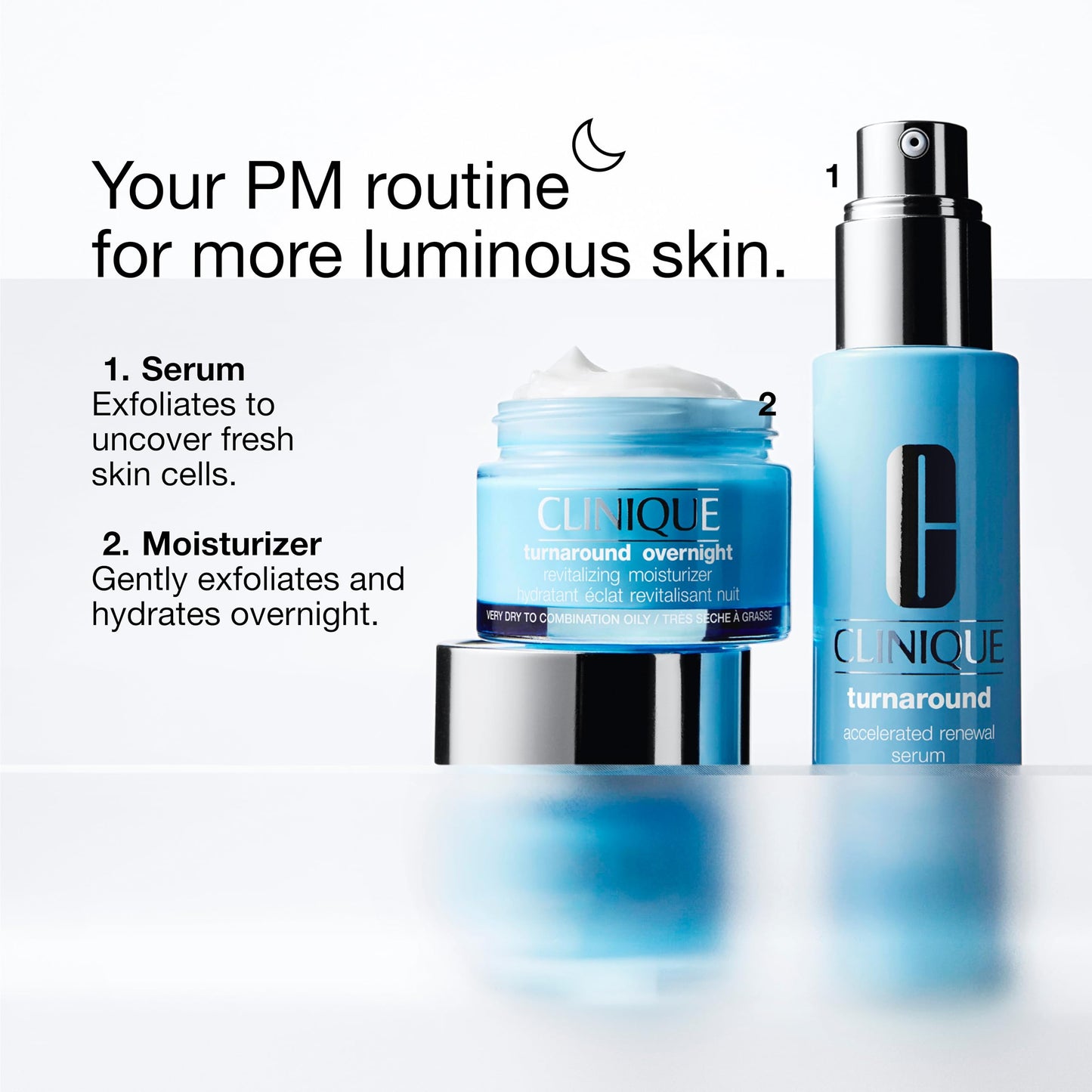 Clinique allergy-tested fragrance-free night cream angled view on a pristine display surface.