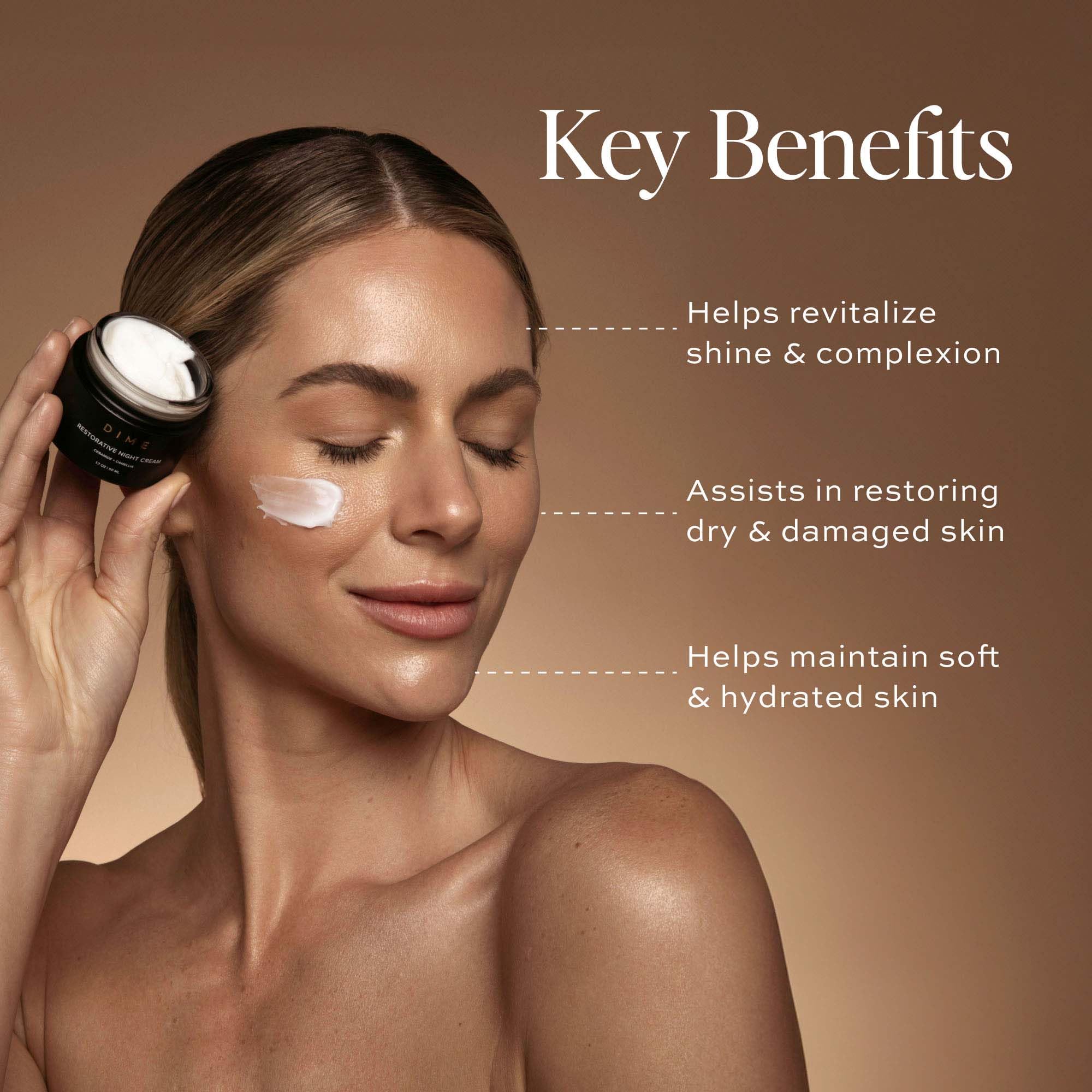 DIME Beauty Restorative Night Cream texture close up showing smooth white cream texture