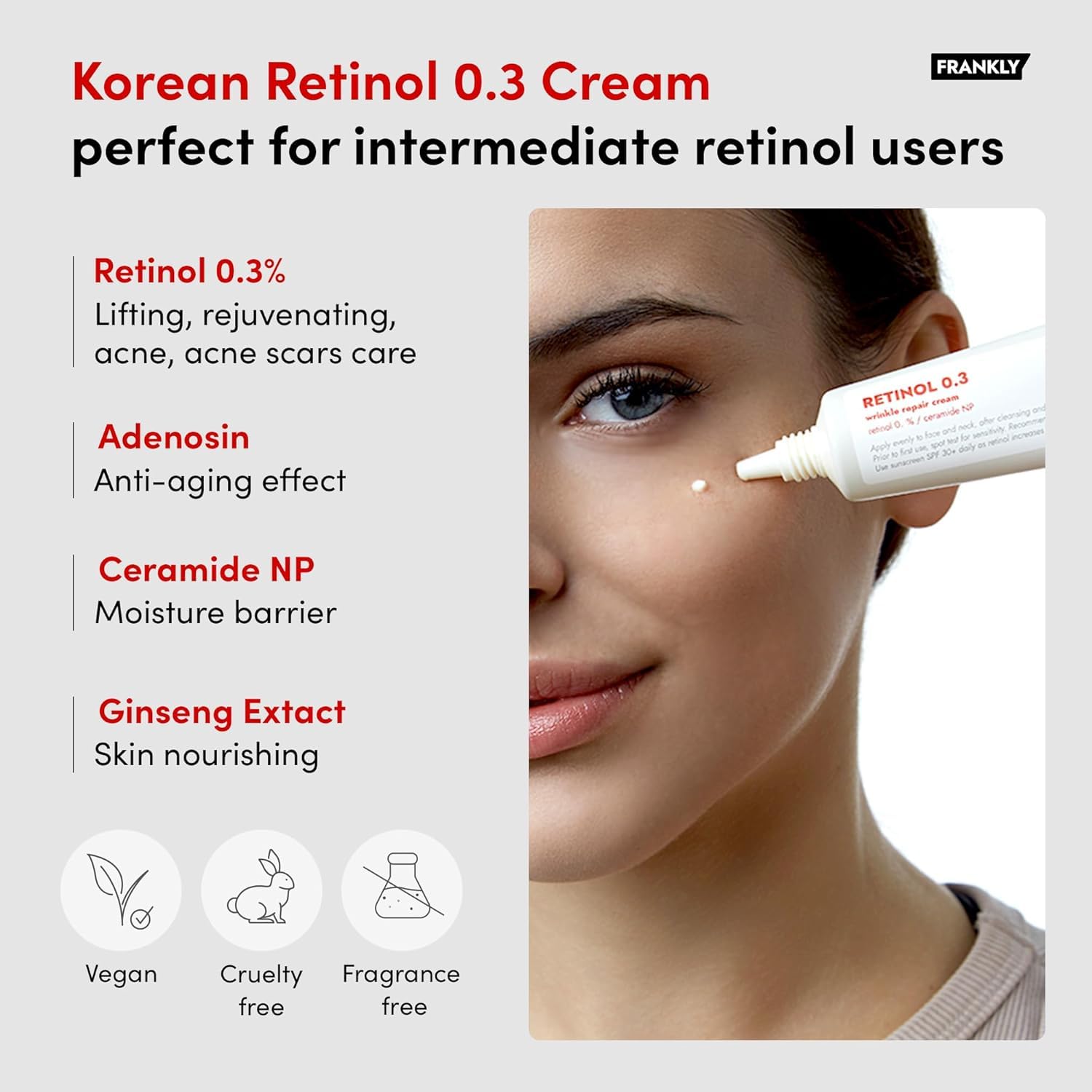 Korean intensive night cream with pure retinol and ceramides packaging text