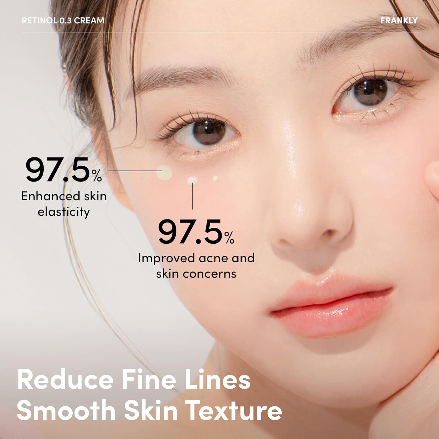 Lightweight texture of Frankly 0.3 percent retinol cream on skin