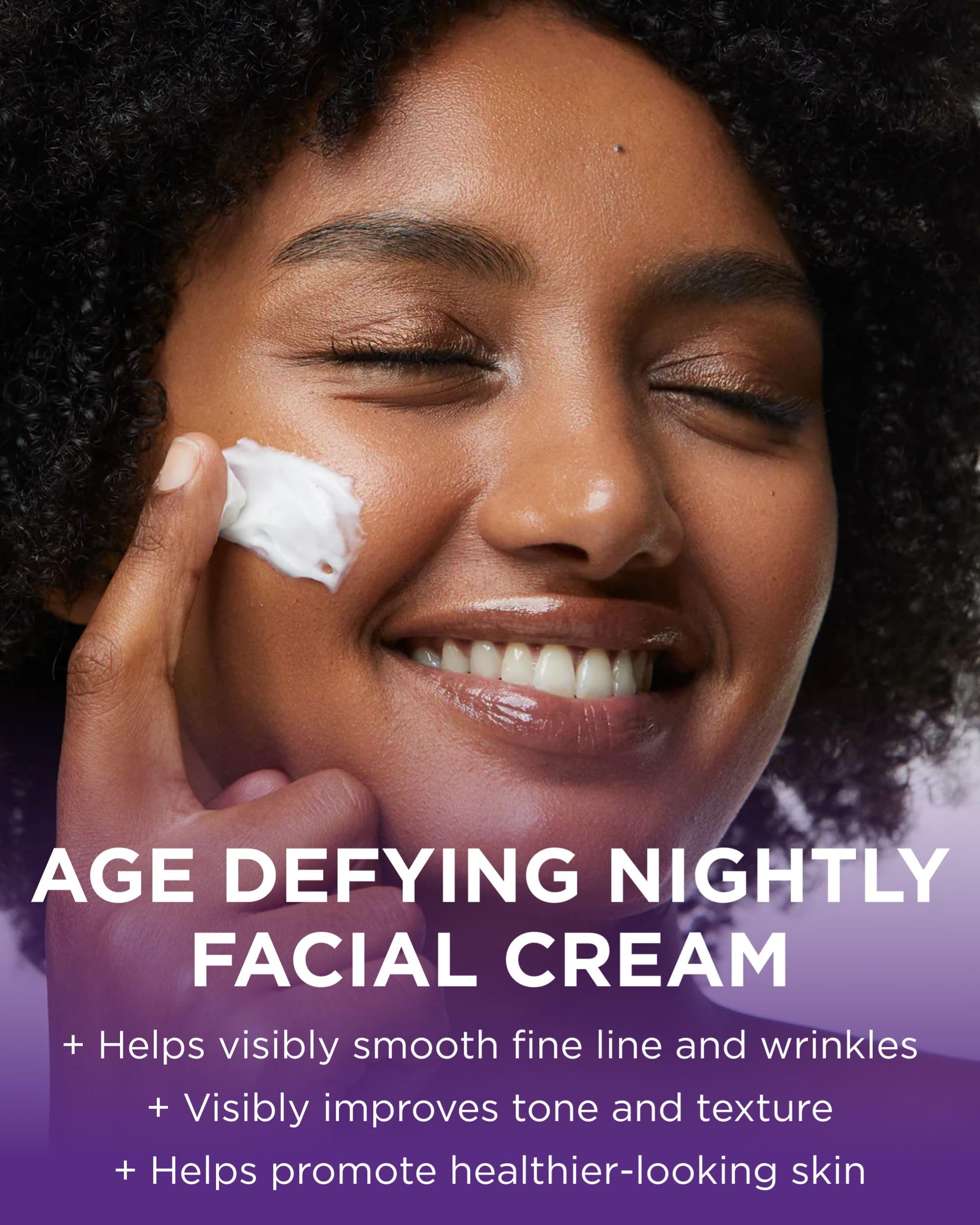 Andalou Naturals Age Defying night cream packaging box displaying non-GMO and cruelty-free certifications.