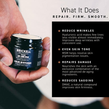 Close up of Brickell anti aging cream for wrinkles and fine lines reduction