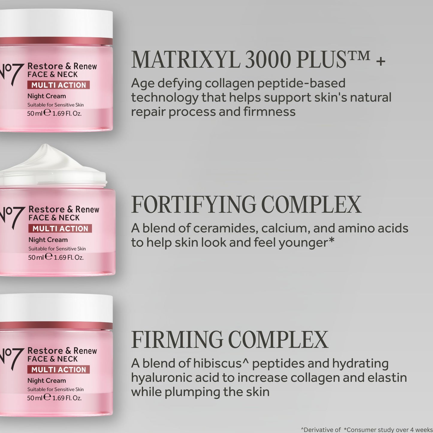 No7 Restore And Renew hypoallergenic night cream texture and jar side angle