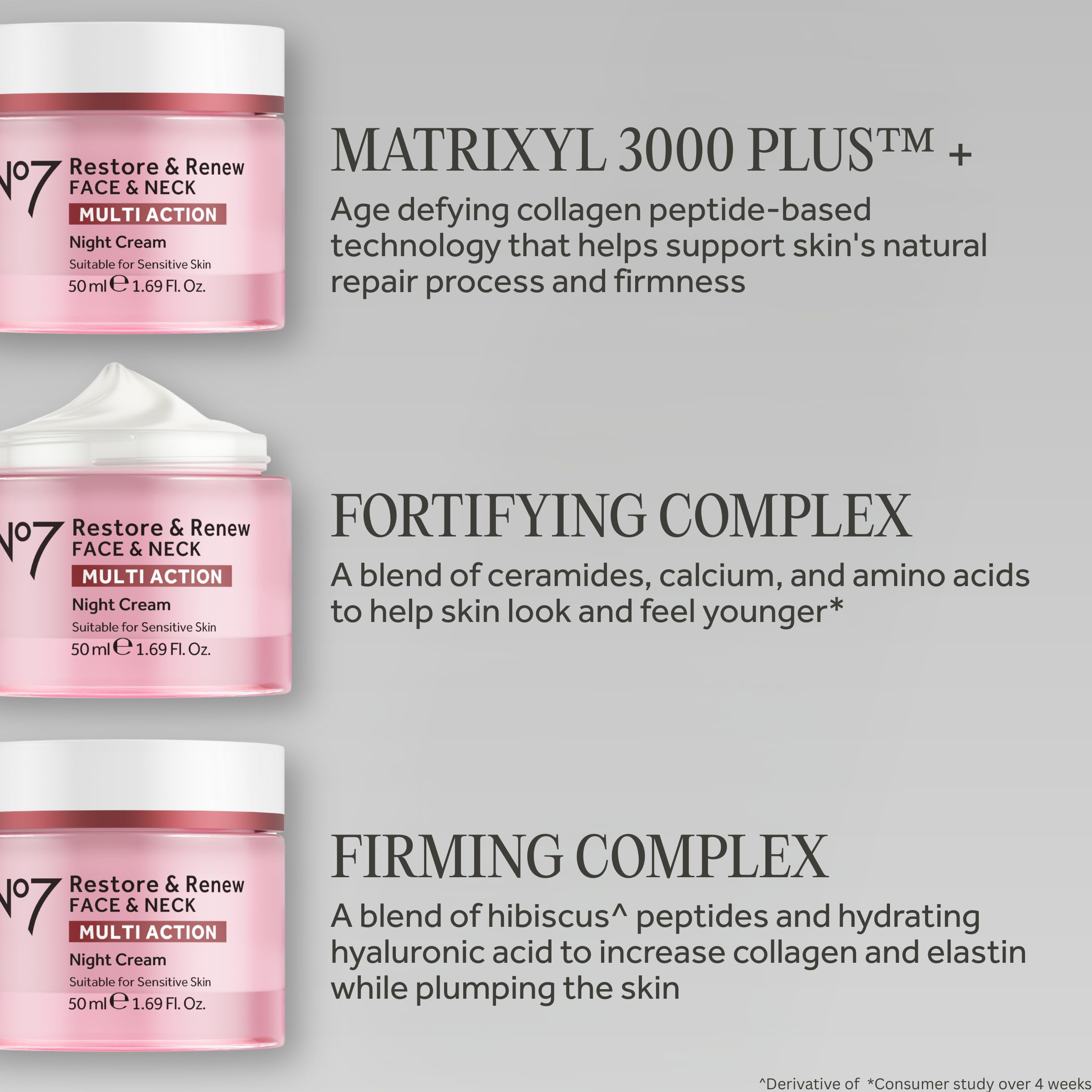 No7 Restore And Renew hypoallergenic night cream texture and jar side angle