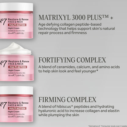 No7 Restore And Renew hypoallergenic night cream texture and jar side angle