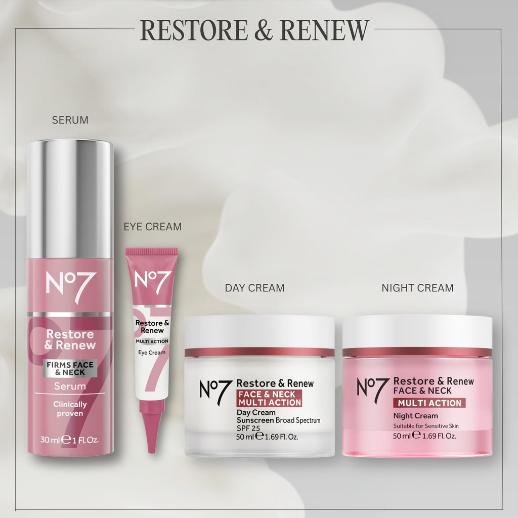 No7 restore and renew night cream lifestyle presentation