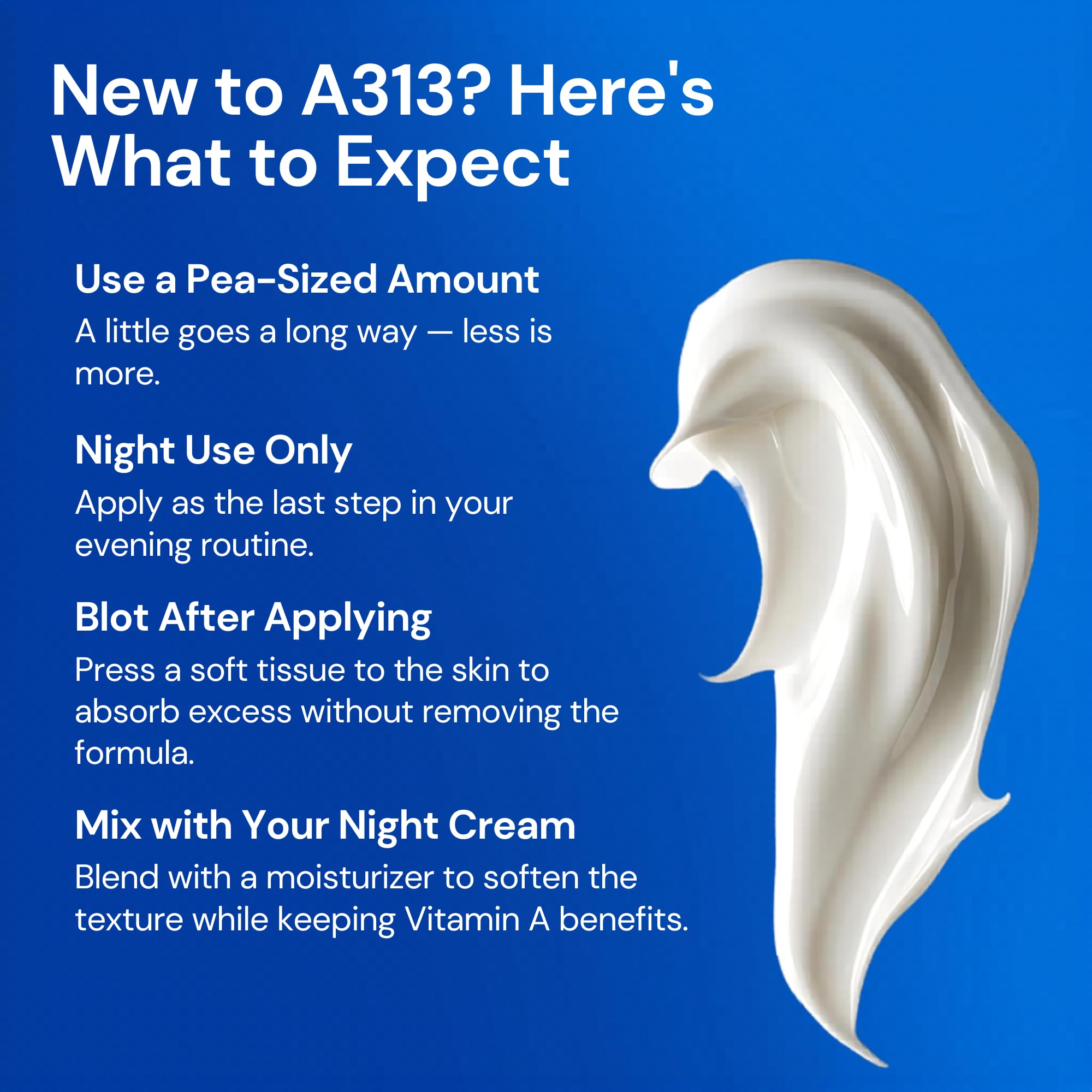 Side view of authentic A313 50g packaging detailing ingredients and 200000 IU strength