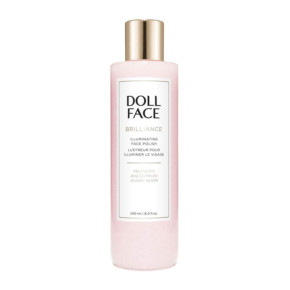 Doll Face Beauty exfoliating face scrub texture showing natural polishing jojoba beads.
