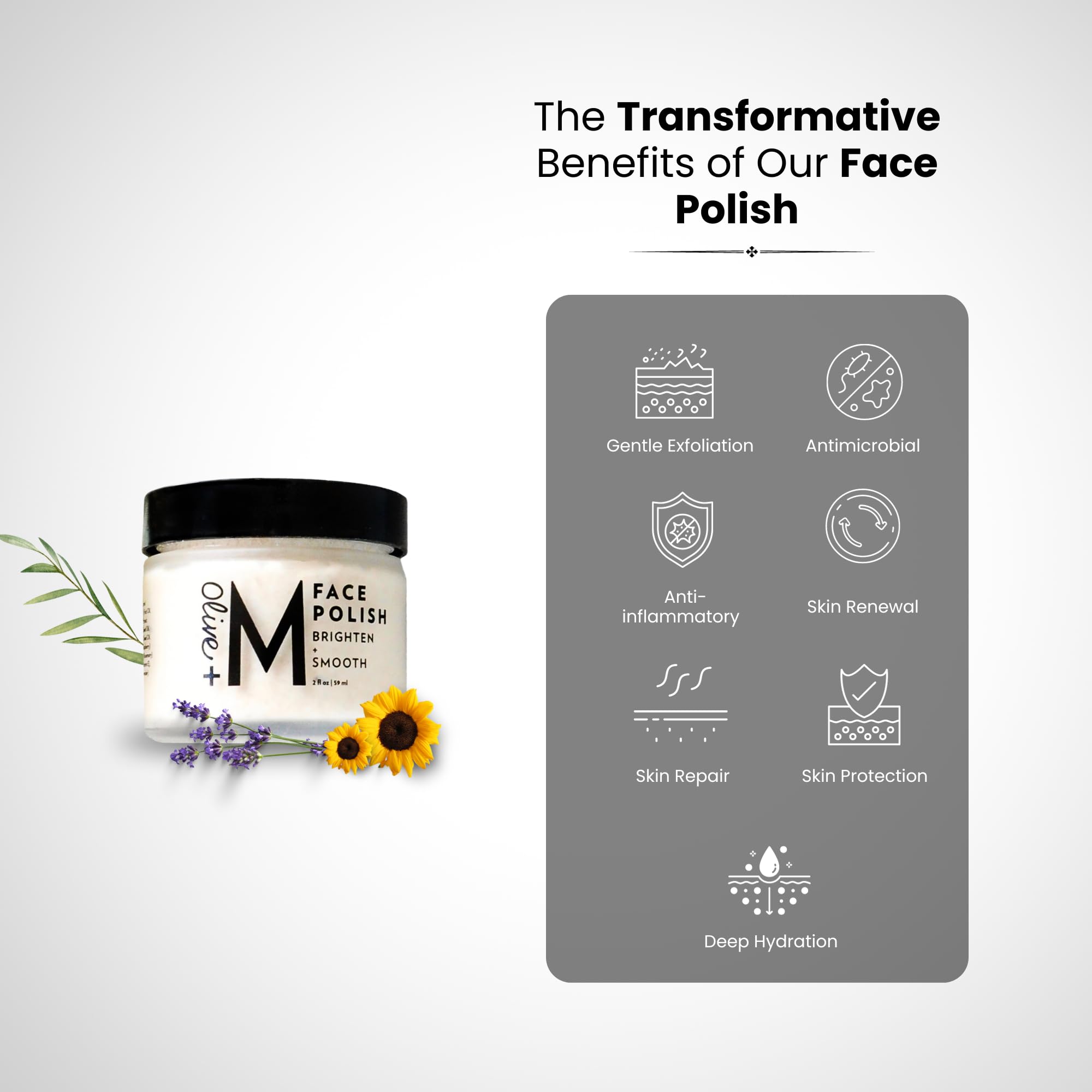Olive + M vegan face scrub texture detail