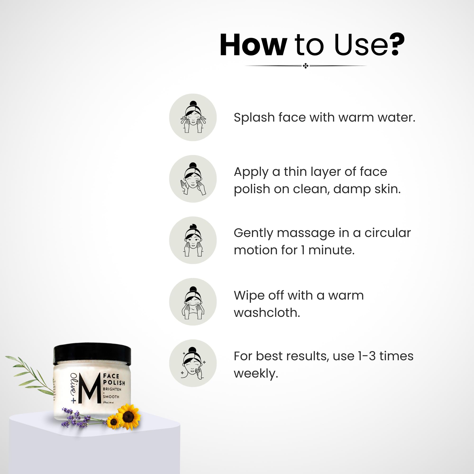 Olive + M facial exfoliator bottle 59 milliliter