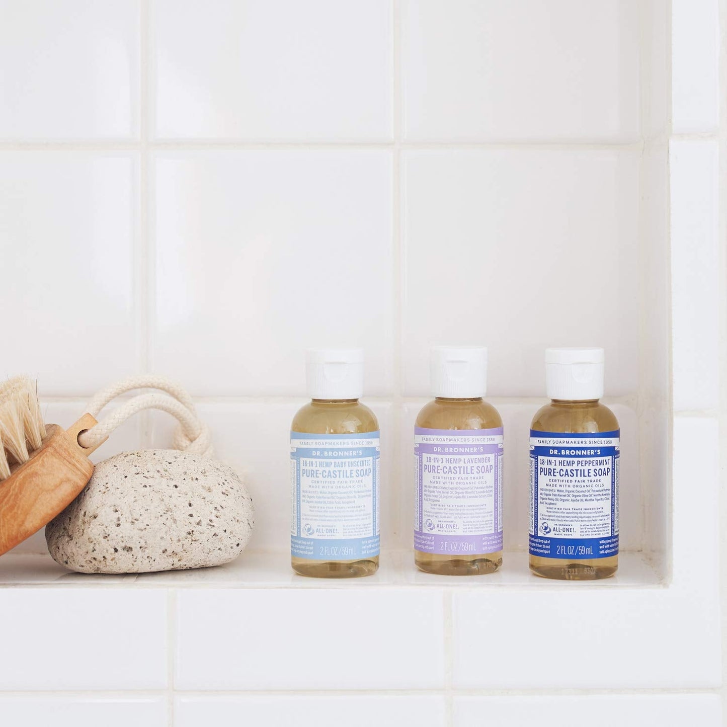 Fragrance-free Dr. Bronner's Castile liquid soap for sensitive skin highlighting clean ingredients