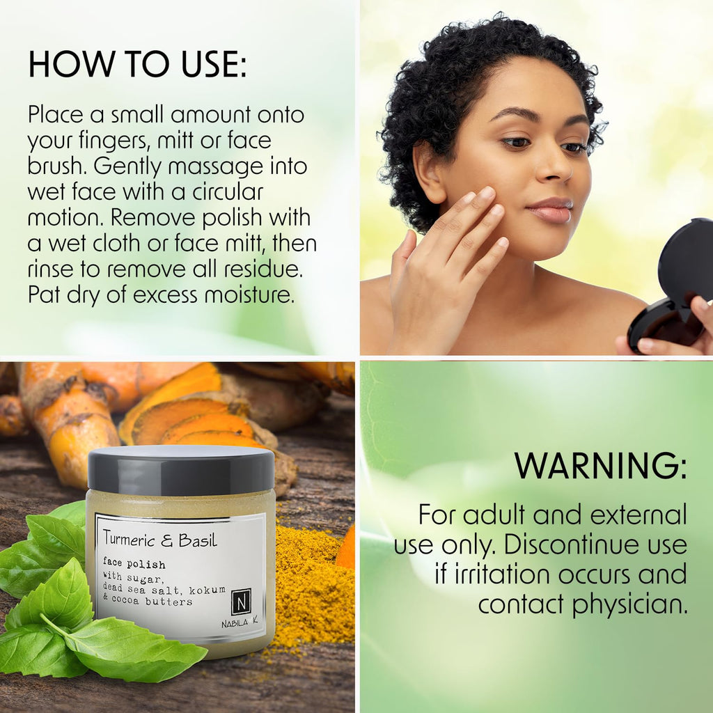 Nabila K turmeric face polish packaging details