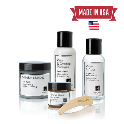 Natural ingredients highlighted on Nabila K face polish container