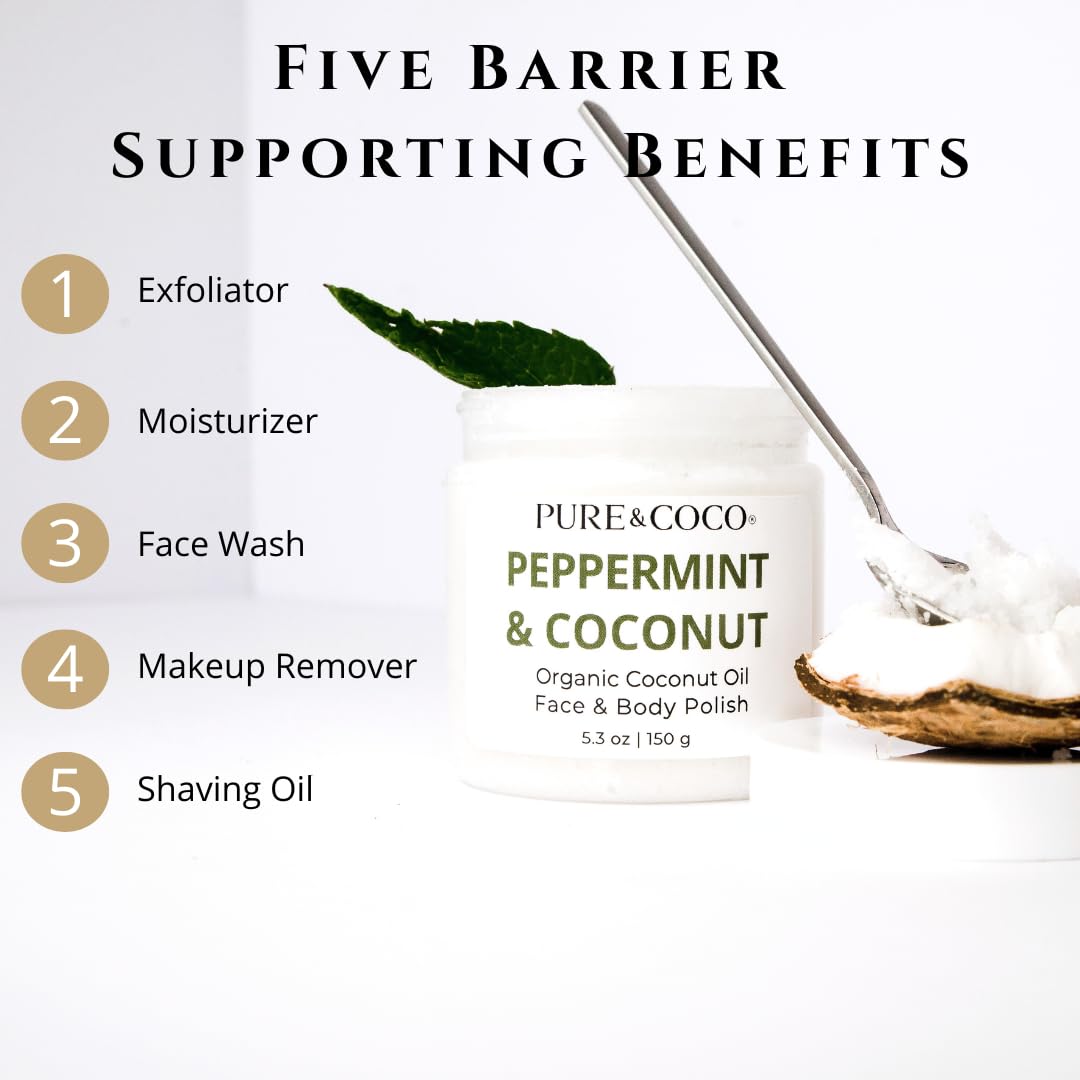 Pure & Coco organic exfoliating scrub texture closeup showing sugar and oil