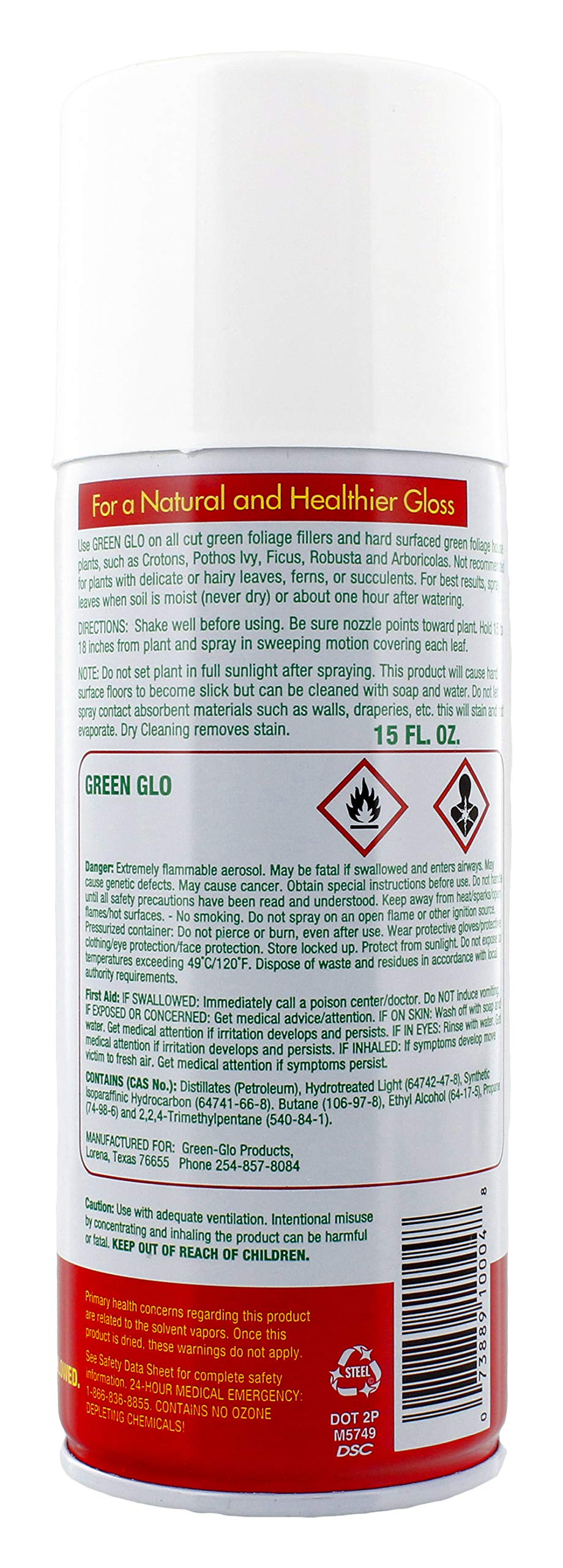 Green Glo Plant Polish 10.5 Ounces pressurized can showcasing natural gloss benefits.