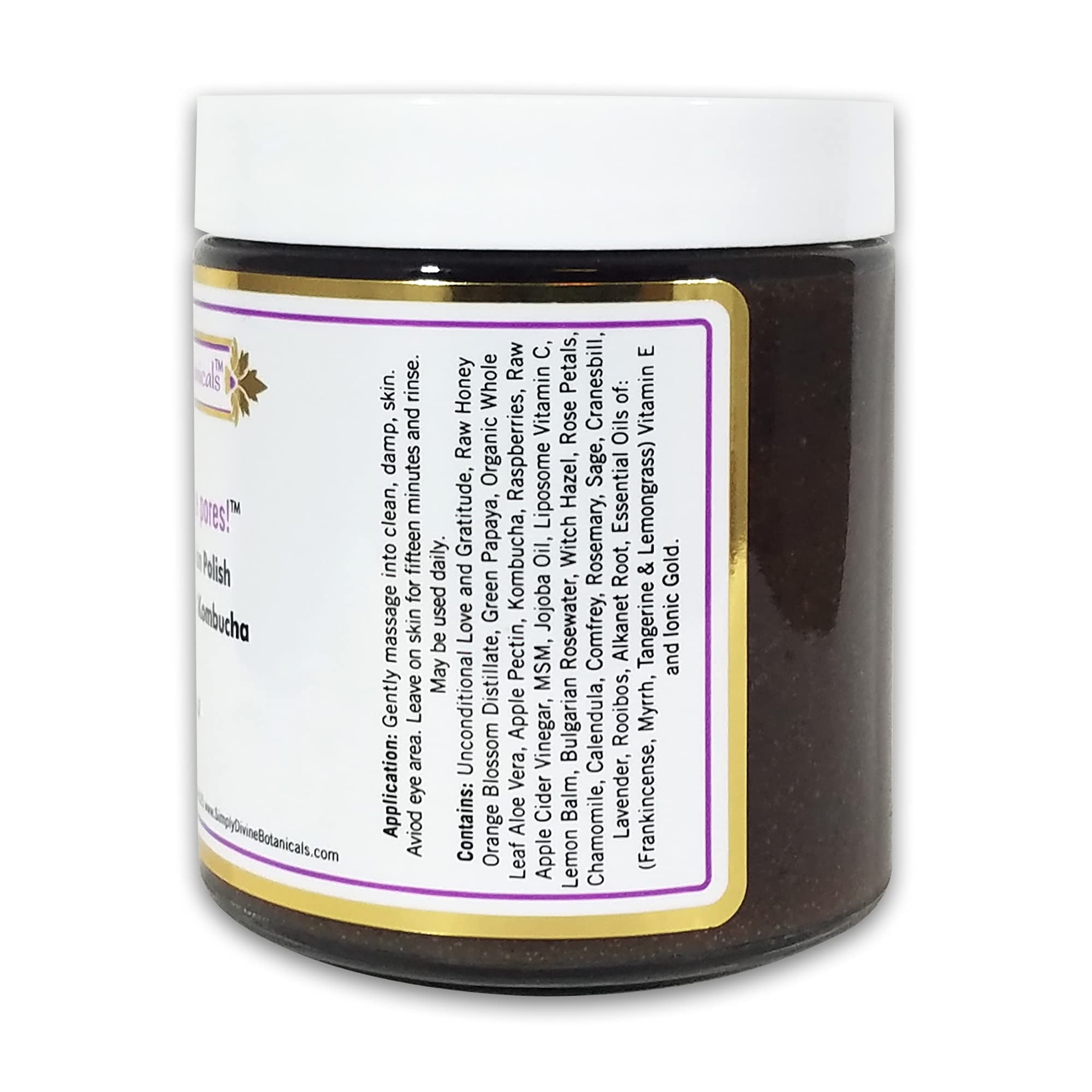 Organic honey face scrub texture showing raspberry jam consistency for pore tightening.