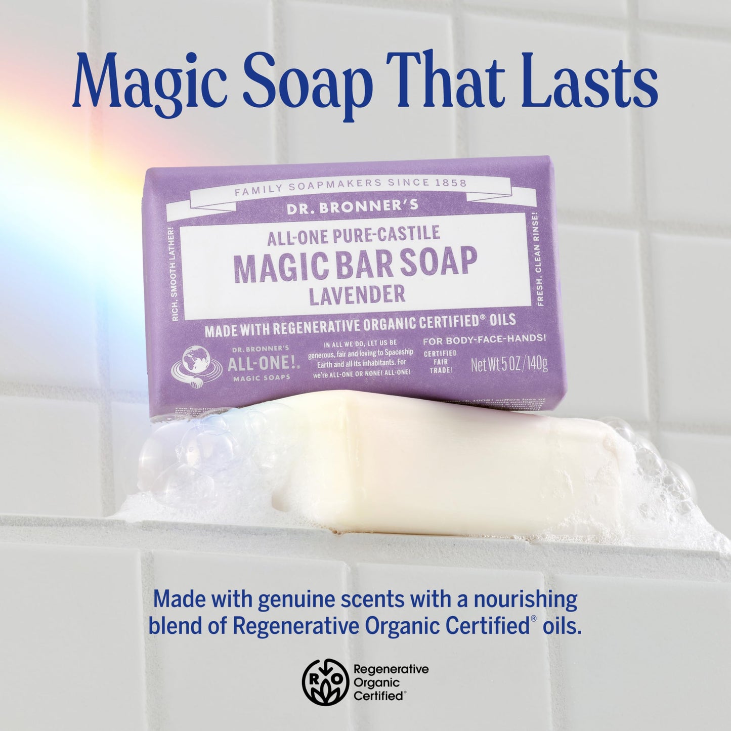 Dr. Bronner's lavender organic castile soap bars 2 pack display
