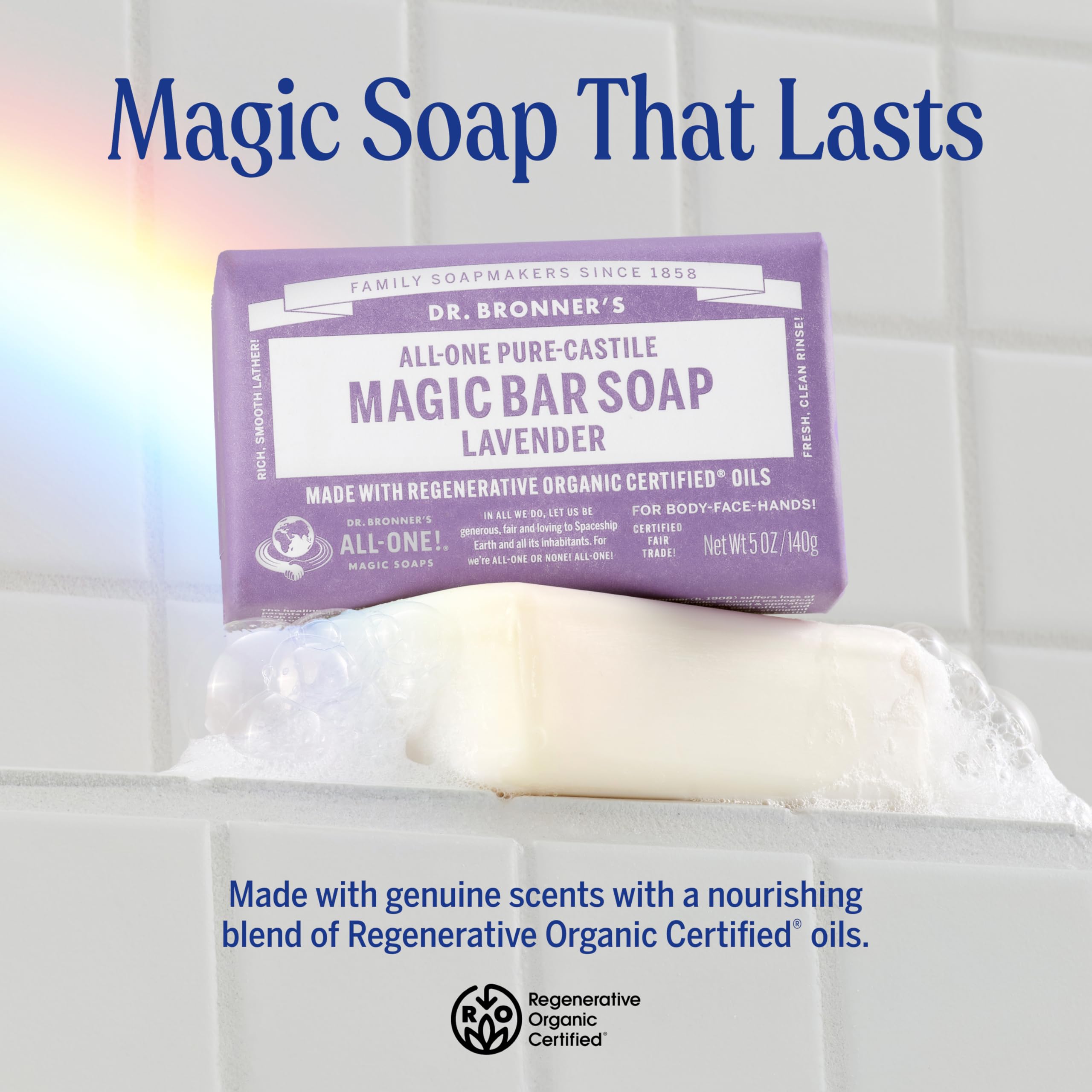 Dr. Bronner's lavender organic castile soap bars 2 pack display
