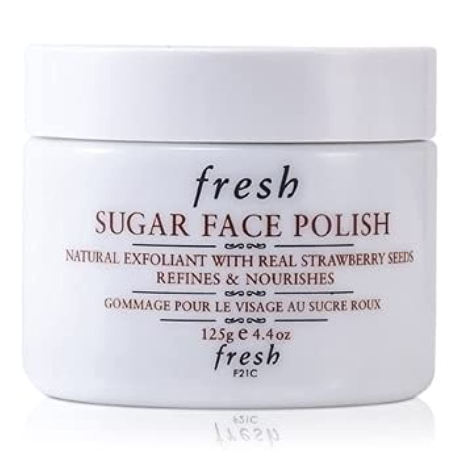 Fresh Sugar Face Polish exfoliating mask texture highlighting real strawberry seeds.