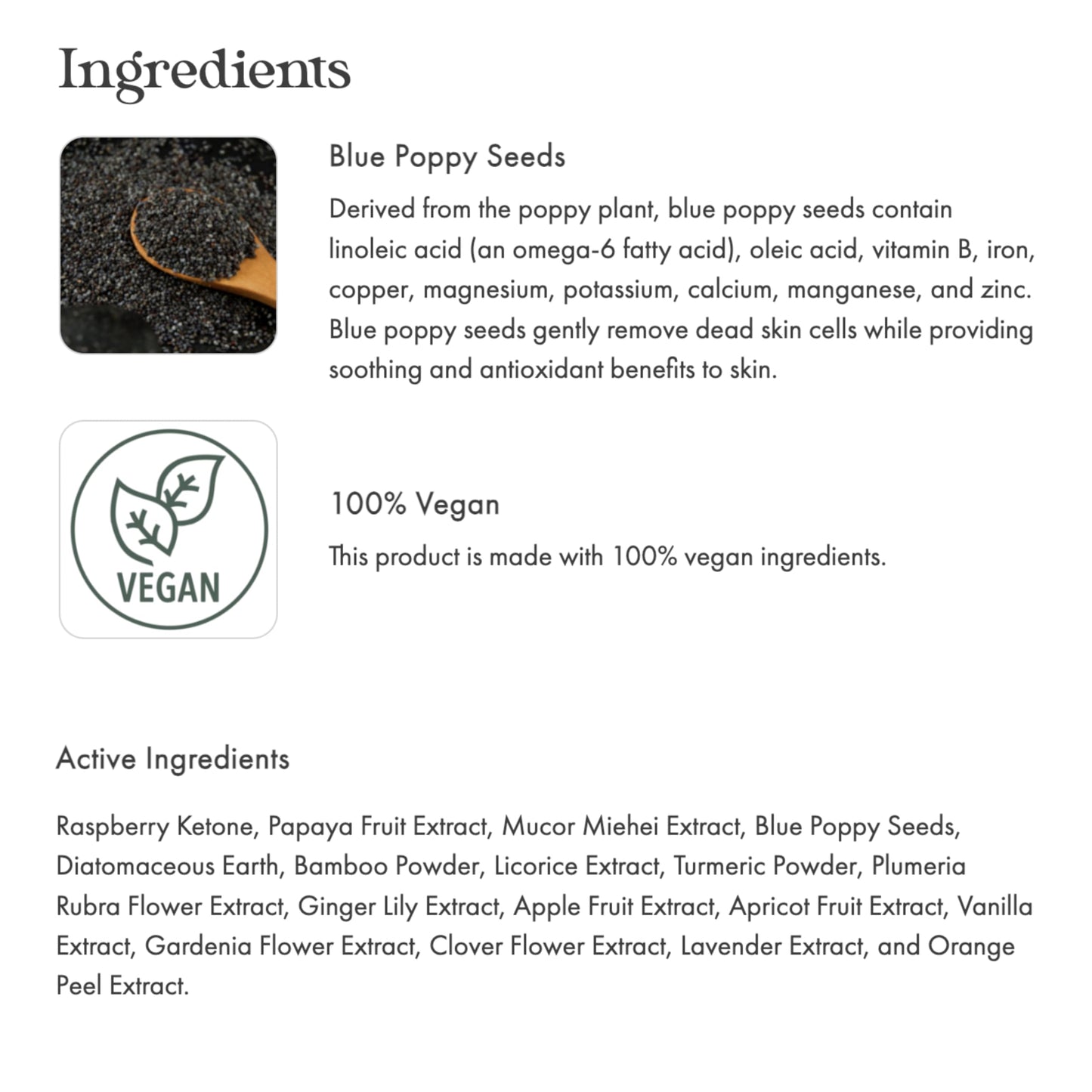 Skincare product display of USA imported organic enzyme face scrub on clear glass surface.