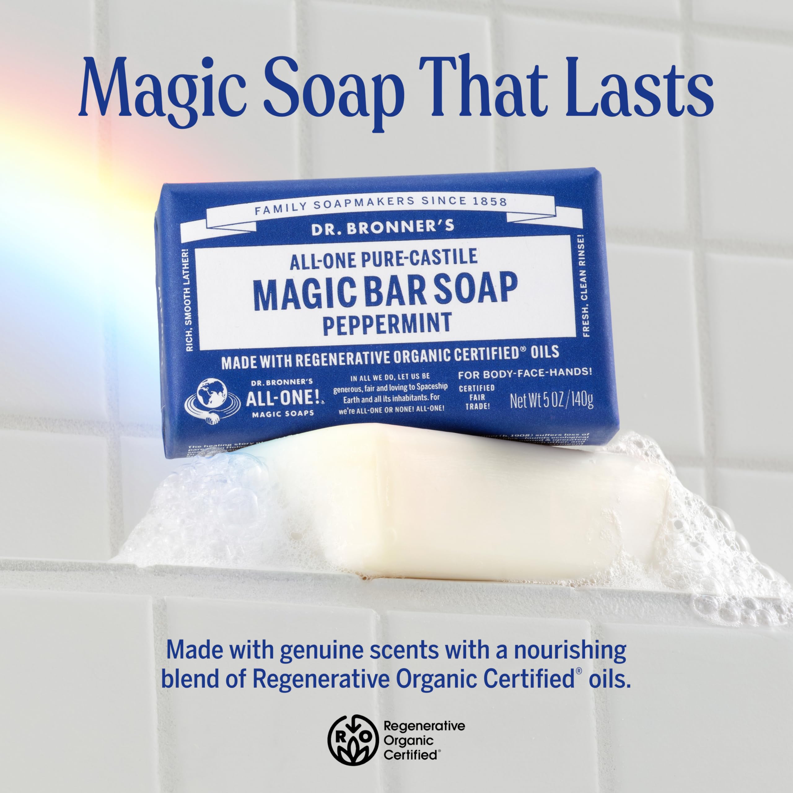 Dr. Bronner's organic peppermint soap bar 2-pack for face and body