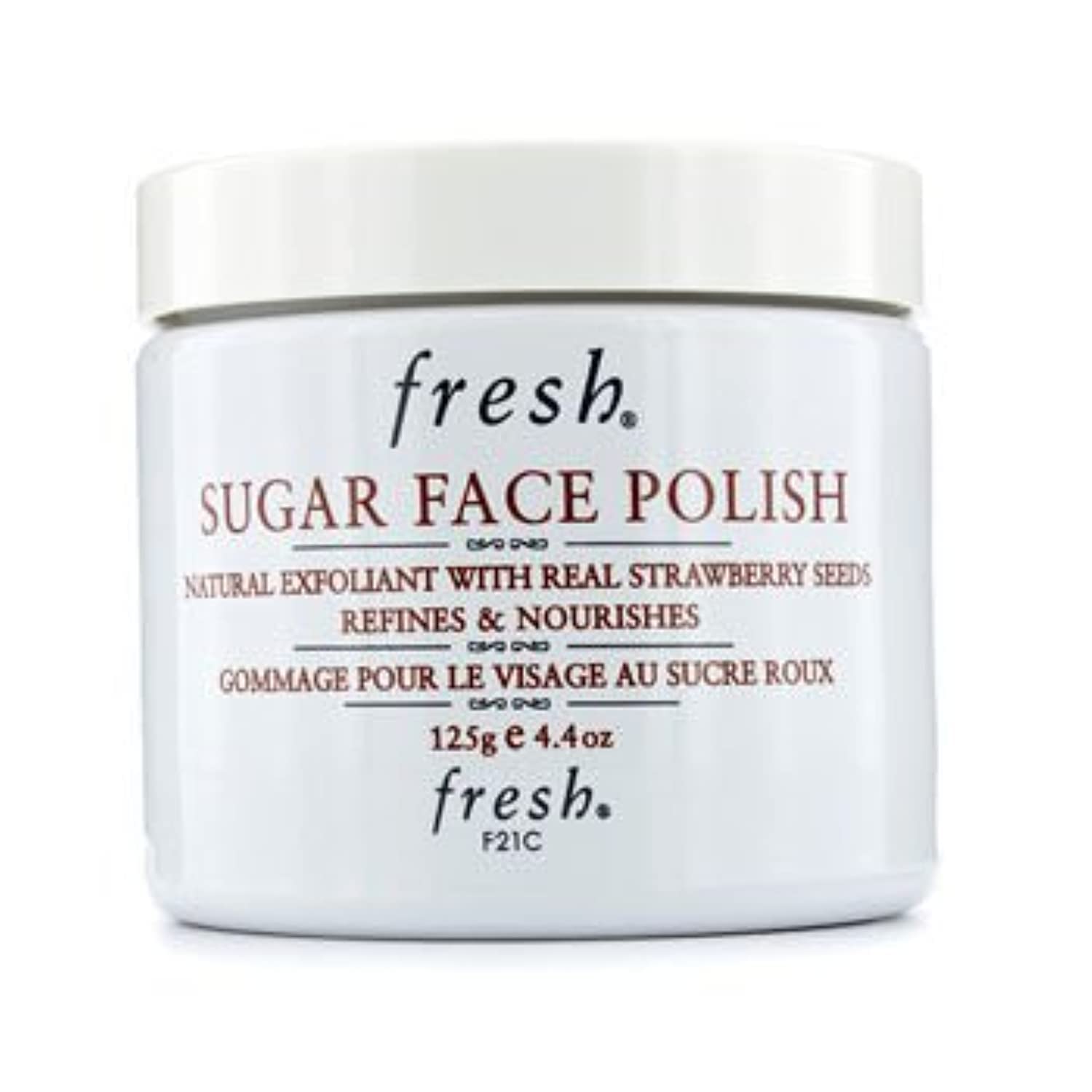 Fresh Sugar Face Polish open jar displaying the brown sugar skincare formula.