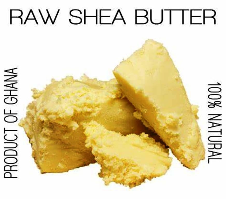 Open jar of Aroma Depot raw shea butter showing yellow color