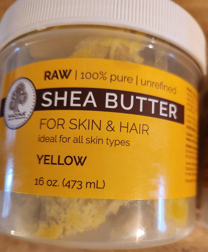 Aroma Depot yellow shea butter packaging for skin and hair care