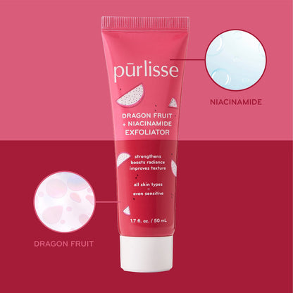 Purlisse exfoliating face polish tube with ingredients visible