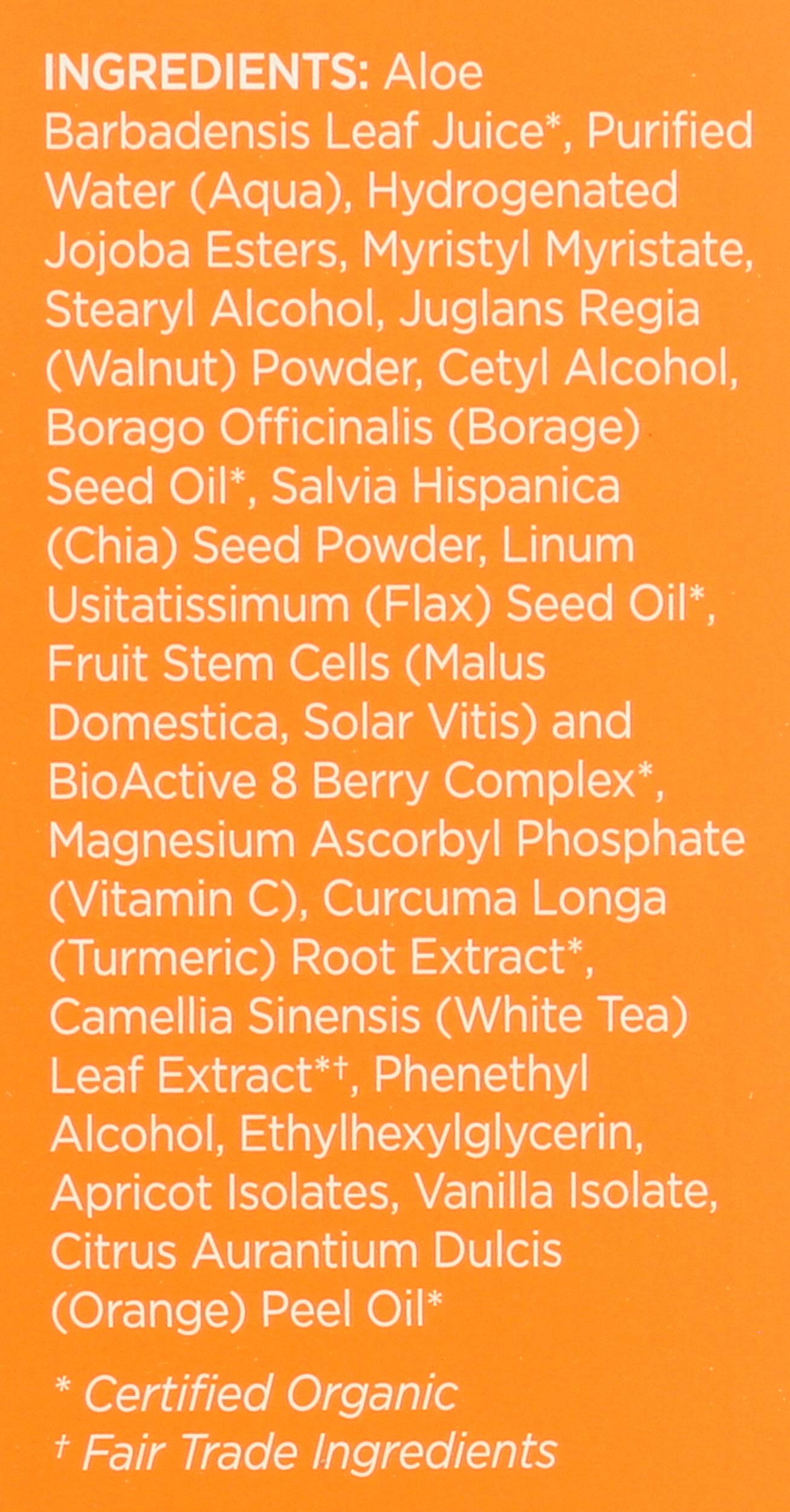 Andalou Naturals brightening skin scrub bottle detailing Vitamin C ingredients